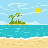 beach with palm trees and sea vector