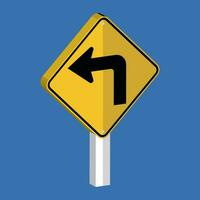 Left Turn Sharp Turn Sign Turn Right Sign 3d shape vector illustration