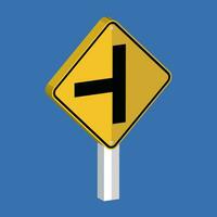 3 Way Intersection Ahead Sign 3d shape vector illustration