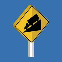 Truck DownHill Warning Sign 3d shape vector illustration