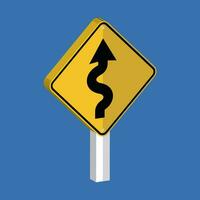 Right Winding Road Sign 3d shape vector illustration