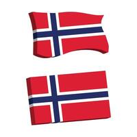 Noruega bandera 3d forma vector ilustración