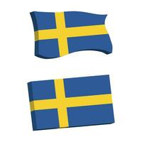 Suecia bandera 3d forma vector ilustración
