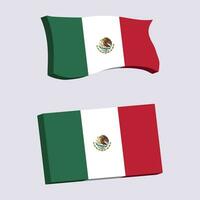 mexico bandera 3d forma vector ilustración