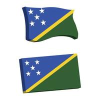 Solomon Islands Flag 3d shape vector illustration