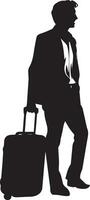 A Traveler going to with travel bag vector silhouette 3