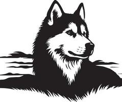 Siberian husky dog vector silhouette 15