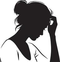 Sad Woman vector silhouette illustration, upset woman vector, tension woman vector
