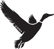 Flying Duck vector silhouette illustration black color