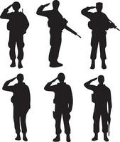 Saluting Soldier vector silhouette illustration black color