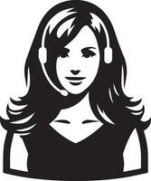 Call Center Woman vector silhouette illustration, call center girl vector