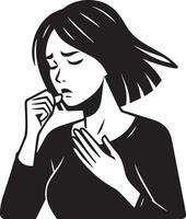 A Girl Got Fever and cold vector silhouette illustration