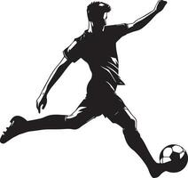 Soccer Player pose vector silhouette illustration black color, Football player vector silhouette