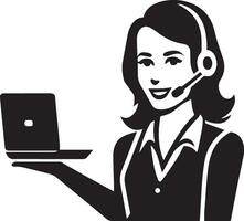 Call Center Woman Vector, Call center girl vector silhouette