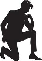 Man pose vector silhouette illustration, a flat man style vector silhouette