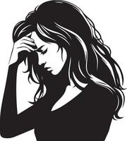 Stress Woman vector silhouette illustration black color