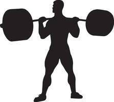 Weightlifter lifts big barbell vector silhouette 2