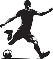 Soccer Player pose vector silhouette illustration black color, Football player vector silhouette