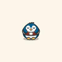 Cute penguin with lifebuoy vector