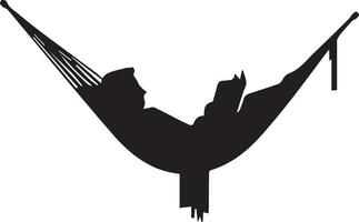 Reading man on hammock vector silhouette