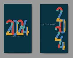 2024 New Year Bundle Template With Colorful Number vector