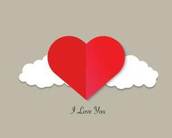 Red Heart With A Cloud In The Background vector