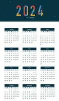 Flat 2024 Yearly Calendar Template vector