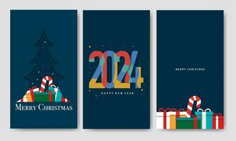 Merry Christmas And Happy New Year Bundle Template vector