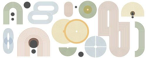 Collection of boho rainbow outlines of different shapes. vector