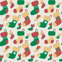 Seamless pattern with colorful santa boots for wrapping paper, background or texture for New Year and Christmas vector