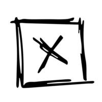 Hand drawn cross mark illustration. Marker wrong sign clipart. Ink scribble checkbox. Single element vector