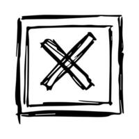 Hand drawn cross mark illustration. Marker wrong sign clipart. Ink scribble checkbox. Single element vector