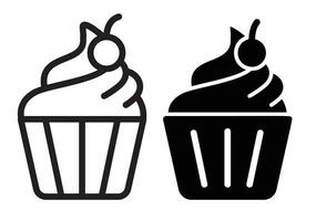 Cup cake icon vector. Muffin black and white silhouette. vector