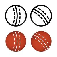 Cricket ball icon in black and red color. vector