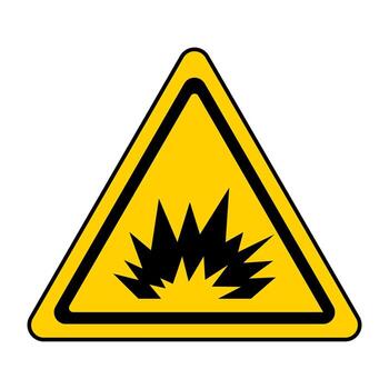 Warning sign caution explosion, triangular sign explosion indicating blasting operations vector