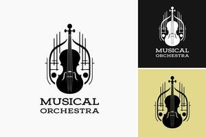 This design asset features a black and white logo specifically created for a musical orchestra vector