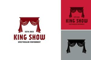 King Show Spectacular Performance logo design is a logo design asset with a regal theme, perfect for creating promotional materials for theater shows, vector