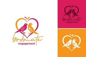 Bird mate Engagement Logo is a design asset suitable for a company or event related to dating, relationships, or engagement vector