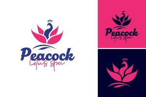 Logo for Peacock Spa. this is a sleek and elegant design suitable for a high-end spa or wellness center. vector