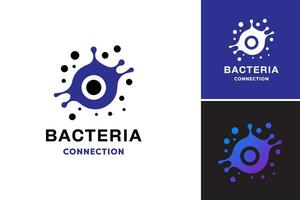 Bacteria connection logo represents a design asset featuring a logo that incorporates bacteria imagery. This asset is suitable for businesses or organizations related to biotechnology, microbiology, vector