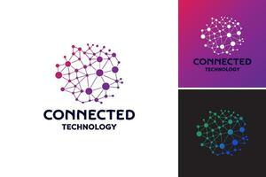 Connected Technology Logo This asset is a logo design that represents the concept of connectivity and technology. It is suitable for tech companies, start-ups, and businesses in the IT industry. vector