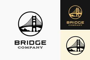 A graphic logo design featuring a bridge, suitable for a company related to construction, engineering, architecture, or transportation. vector