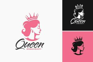Queen Woman Beauty Logo Design is a title for a design asset that features a captivating and regal logo concept suitable for businesses or brands in the beauty industry. vector