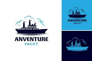 aventuras yate logo. adecuado para viaje y relacionado con la aventura diseños, folletos, o Blog artículos acerca de yate excursiones o mar exploración. vector