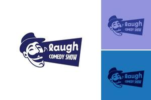 Laugh Show Comedy logo. suitable for designs related to humor, comedy, happiness, joyful occasions, or any content that aims to bring laughter and amusement to the audience. vector