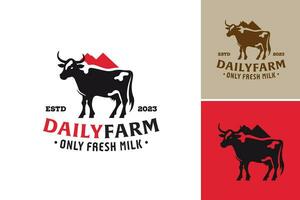 el logo para el lechería granja es un diseño activo ese representa un único y llamativo logo específicamente creado para lechería granjas vector