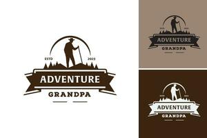 Adventure Grandpa Logo Design is a design asset that is perfect for businesses or organizations targeting outdoor enthusiasts or those seeking adventure. vector