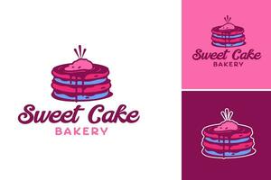 dulce pastel logo diseño adecuado para un pastel comercio, transporte el delicia y atractivo naturaleza de el pasteles adecuado para marca y márketing propósitos. vector