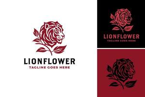 lion flower logo design suggests a logo design featuring a combination of a lion and a flower. This asset is suitable for businesses or organizations in the nature, conservation, or beauty industries. vector