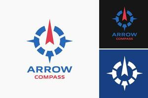 Arrow Compass Logo is a design asset that features a logo design incorporating arrows and a compass, making it ideal for companies or brands related to navigation, exploration, or guidance. vector